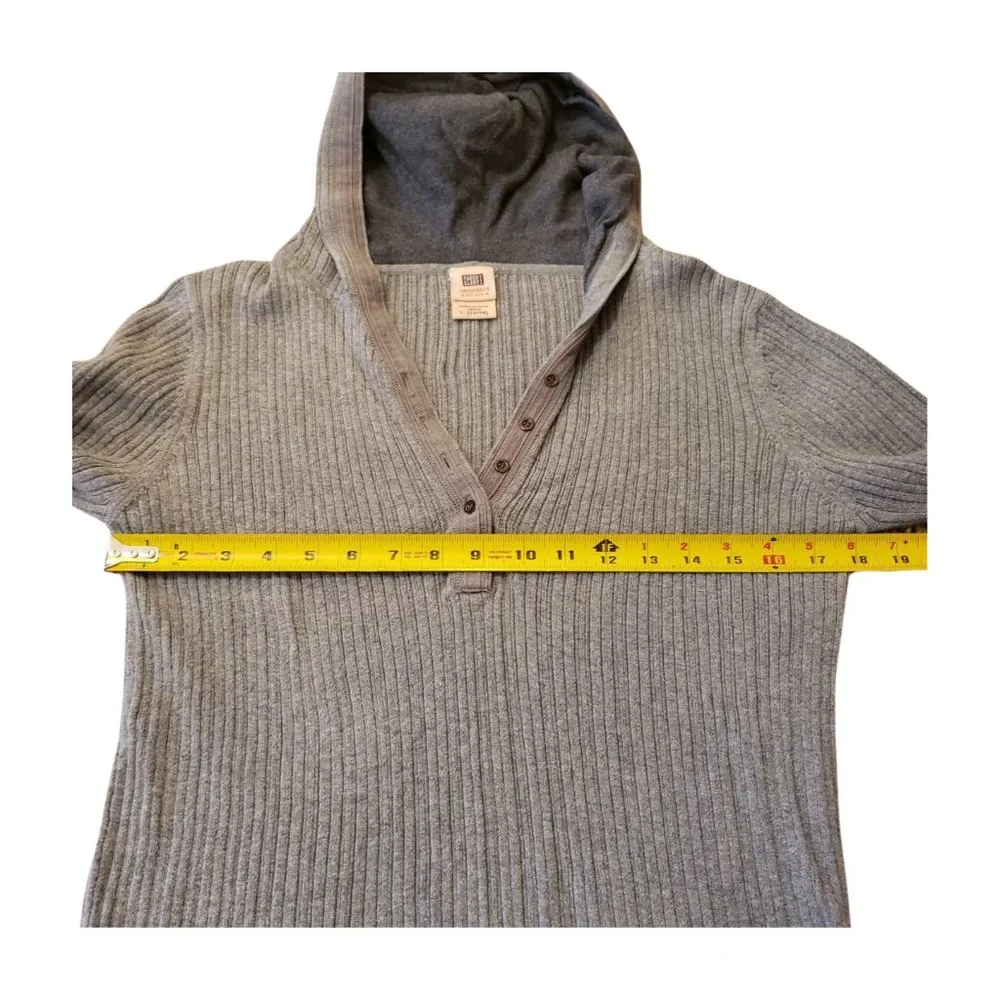 Faded Glory Gray Ribbed V-Neck Hoodie - Size L - Picture 11 of 13
